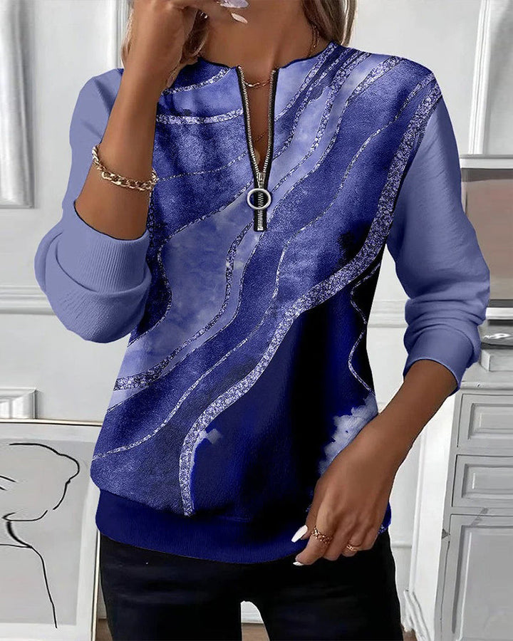 AYSHA – ヴィンテージアートプリント・ハーフジップスウェット