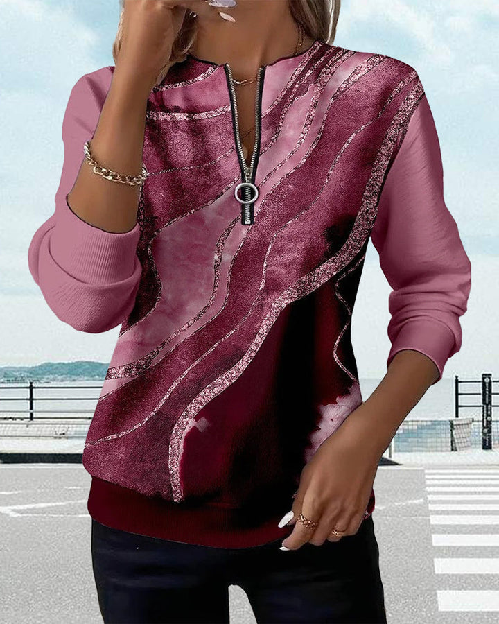 AYSHA – ヴィンテージアートプリント・ハーフジップスウェット